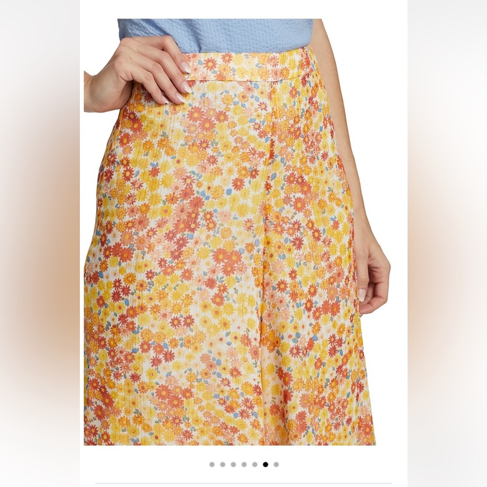 NWT STAUD yellow floral chiffon Flowy pants - Picture 4 of 12